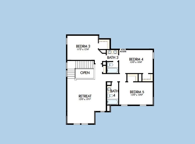 2D floor plan layout for the The Aster by David Weekley Homes in The George - Enclave Collection, Richmond, TX (Image 4). 2D floor plan layout for the The Aster by David Weekley Homes in The George - Enclave Collection, Richmond, TX (Image 4).