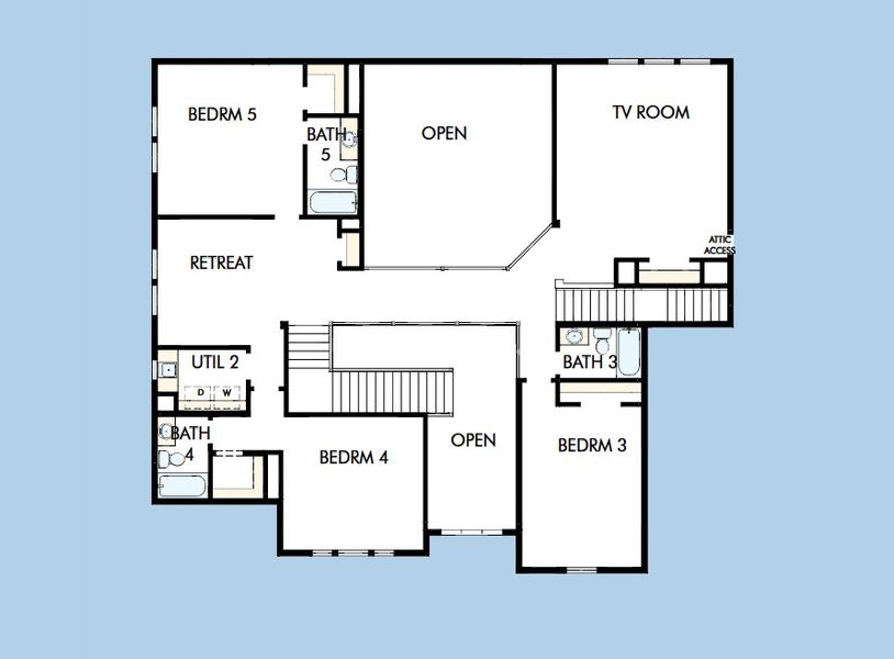 2D floor plan layout for the The Mandan by David Weekley Homes in Whyburn Estate Series, Flower Mound, TX (Image 4).