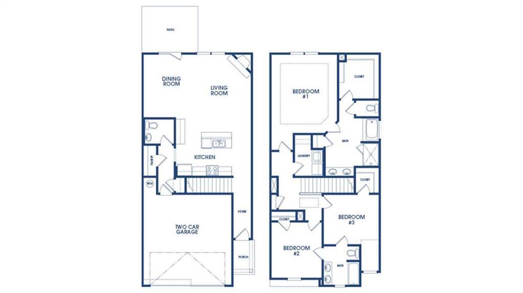 2D floor plan layout of this home in Independence Villas and Townhomes, Loganville, GA (Image 2).