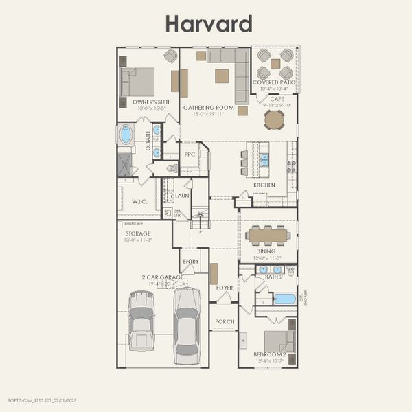 2D floor plan layout for the Harvard by Pulte Homes in Ribbonwood, Aubrey, TX (Image 26).