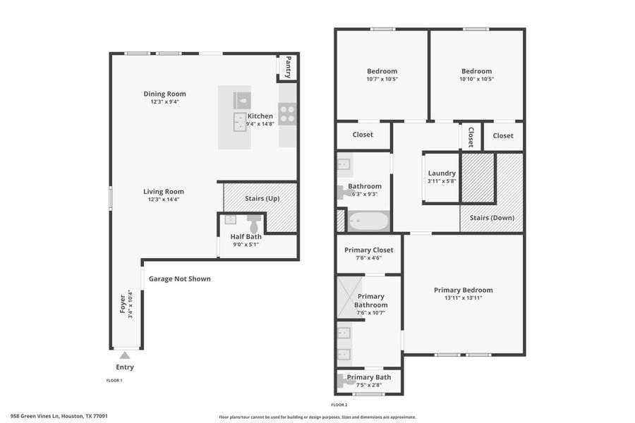 2D floor plan layout of this home in Highland Court, Houston, TX (Image 5).