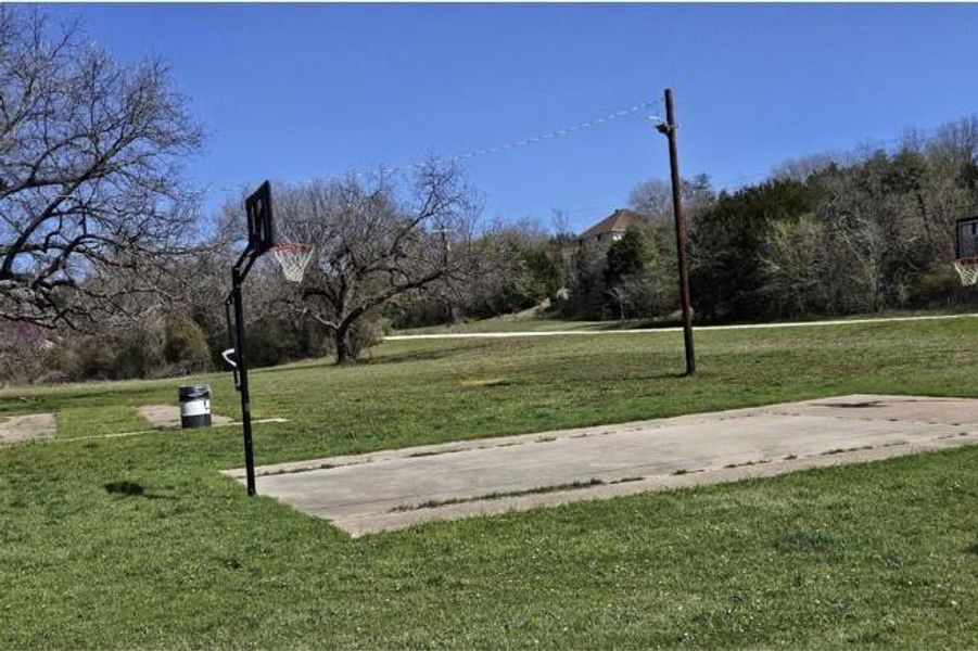 Community basketball hoop and court