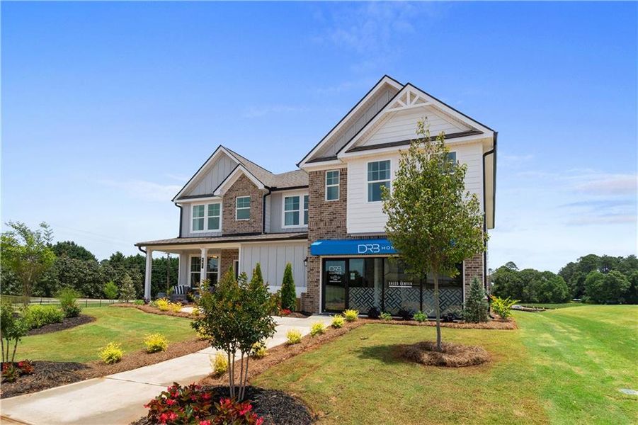 Front exterior of a new home in Grandview at Millers Mill, Stockbridge, GA, highlighting curb appeal (Image 22).
