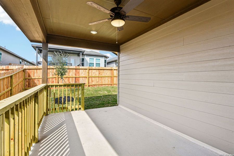 Exterior details and patio area of a home in Lark Canyon, New Braunfels (Image 4).