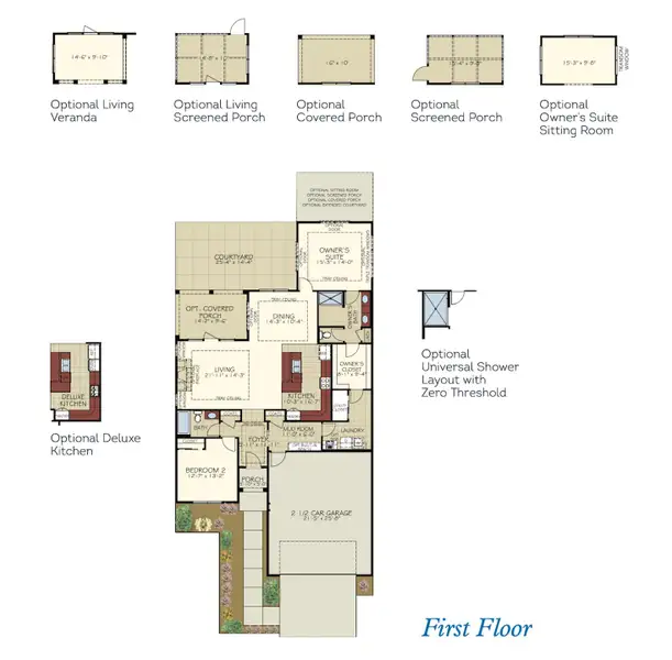 2D floor plan layout for the Salerno by Epcon Communities in Courtyards by Carrell, Ocean Isle Beach, NC (Image 3).