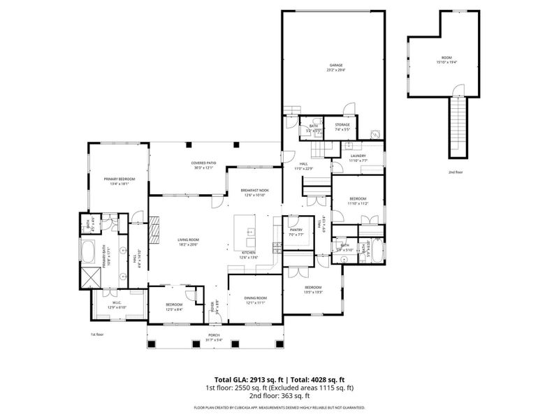 2D floor plan layout of this home in Bailey's Glen, Huntersville, NC (Image 5).