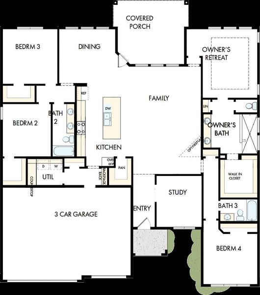 2D floor plan layout of this home in Monterra - Classics, Fate, TX (Image 5).