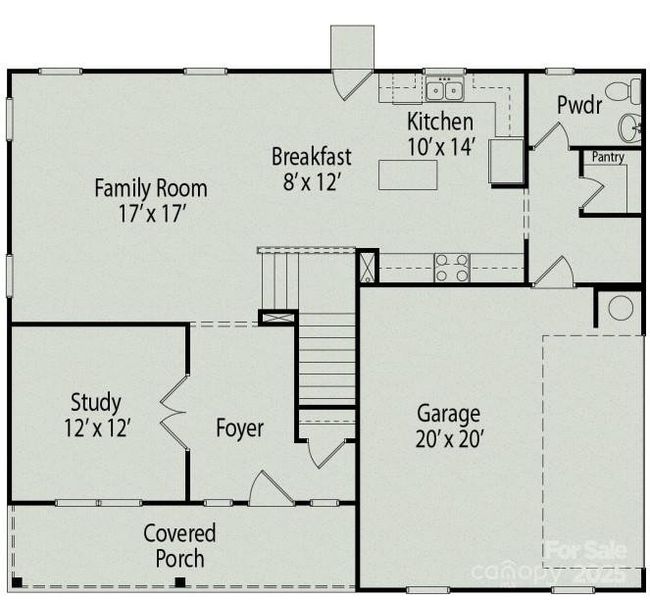 2D floor plan layout of this home in Cedar Meadows, Monroe, NC (Image 3).