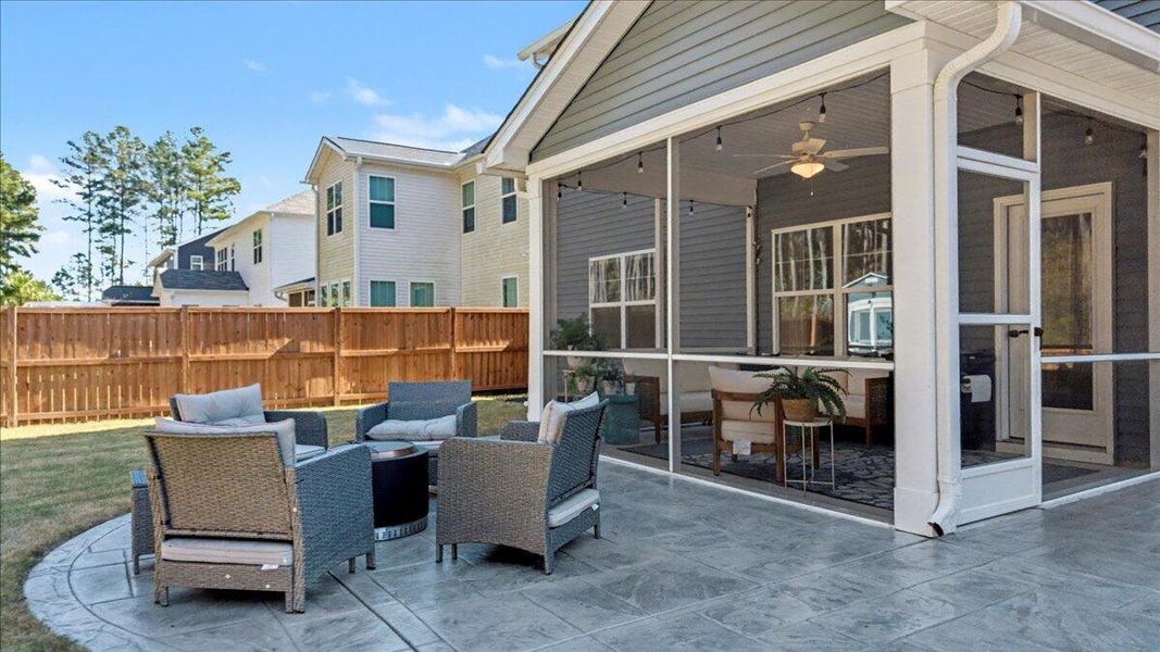 Exterior details and patio area of a home in Hewing Farms, Summerville (Image 27). Exterior details and patio area of a home in Hewing Farms, Summerville (Image 27).