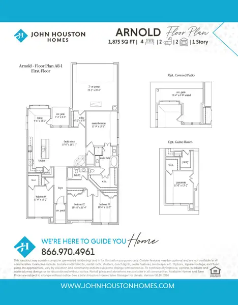 2D floor plan layout for the Arnold by John Houston Homes in The Oasis - Phase 2, Waxahachie, TX (Image 3).