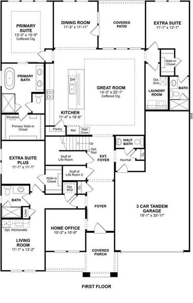 2D floor plan layout of this home in Timberbrook, Justin, TX (Image 3).
