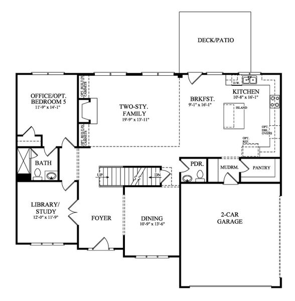 2D floor plan layout for the Hampton by Peachtree Residential in Hillshire, Cumming, GA (Image 2).