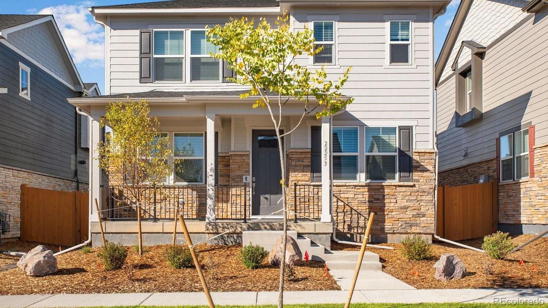 Exterior details and patio area of a home in Sky Ranch, Watkins (Image 2). Exterior details and patio area of a home in Sky Ranch, Watkins (Image 2).