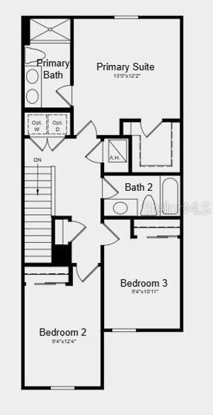 2D floor plan layout of this home in The Towns at Skye Ranch, Sarasota, FL (Image 2).