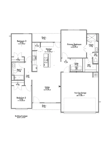 2D floor plan layout for the The 1275 by Stylecraft Builders in Stillwater Ranch, Tyler, TX (Image 3). 2D floor plan layout for the The 1275 by Stylecraft Builders in Stillwater Ranch, Tyler, TX (Image 3).
