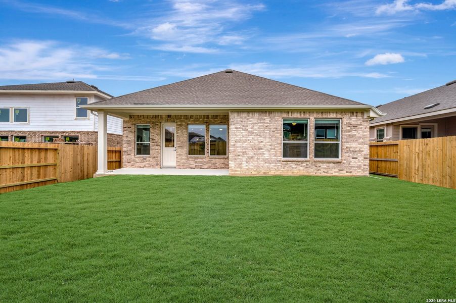 Exterior details and patio area of a home in Meyer Ranch – Select Reserve Series, New Braunfels (Image 18). Exterior details and patio area of a home in Meyer Ranch – Select Reserve Series, New Braunfels (Image 18).