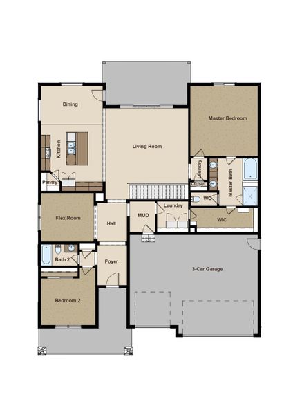 2D floor plan layout for the Denali by View Homes in Jackson Creek North, Monument, CO (Image 3).