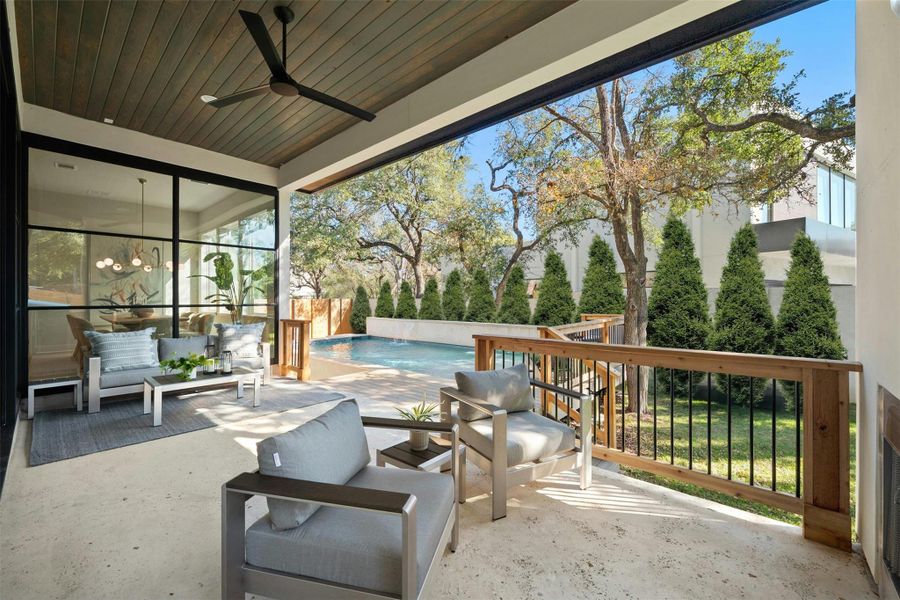Exterior details and patio area of a home in , Austin (Image 28). Exterior details and patio area of a home in , Austin (Image 28).