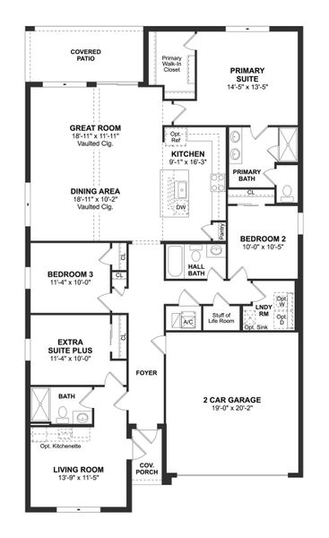 2D floor plan layout for the Passionflower II by K. Hovnanian® Homes in Aspire at Port St. Lucie, Port St. Lucie, FL (Image 5).