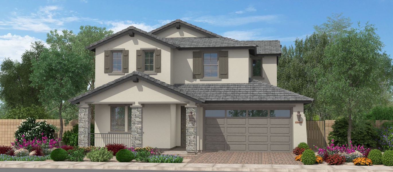 Representative exterior photo of a completed home built from the Quintessa by Fulton Homes in Silverado at Enclave, Litchfield Park, AZ (Image 7).