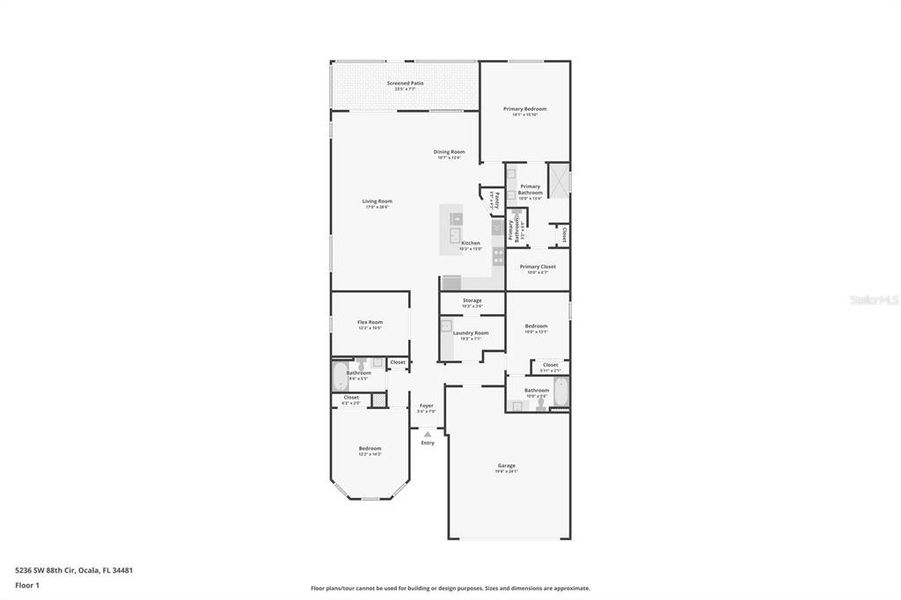 2D floor plan layout of this home in Del Webb Stone Creek, Ocala, FL (Image 5).