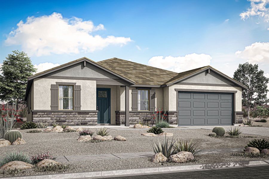 Representative exterior photo of a completed home built from the Hibiscus by Mattamy Homes in Miravida, Surprise, AZ (Image 4).