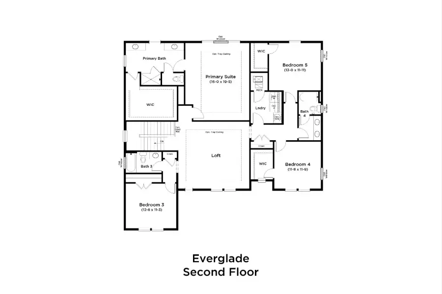2D floor plan layout for the Everglade by DRB Homes in Preserve at Old Mill, Wesley Chapel, FL (Image 5).