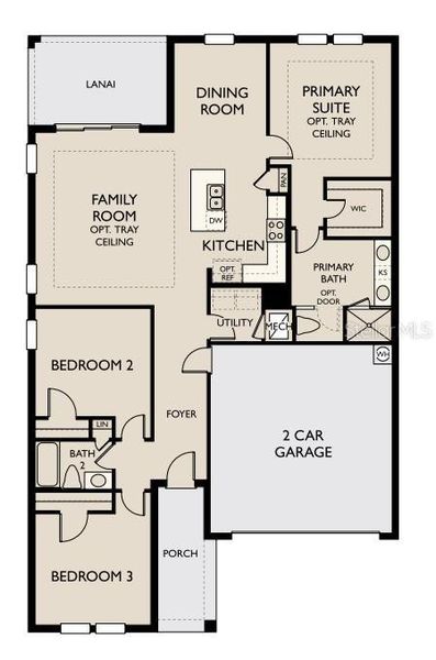2D floor plan layout of this home in Oakfield Trails Traditional, Parrish, FL (Image 4).