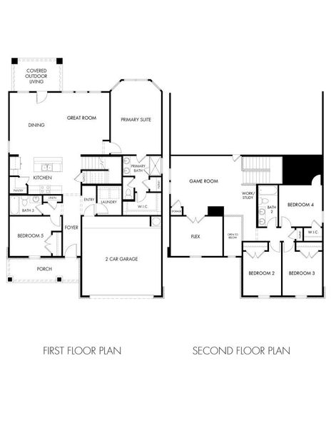 2D floor plan layout of this home in Riverbend at Double Eagle - Boulevard Collection, Cedar Creek, TX (Image 3).