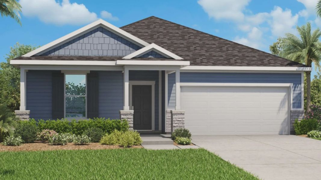 Representative exterior photo of a completed home built from the Fleetwood by DRB Homes in Panther Creek, Jacksonville, FL (Image 5). Representative exterior photo of a completed home built from the Fleetwood by DRB Homes in Panther Creek, Jacksonville, FL (Image 5).