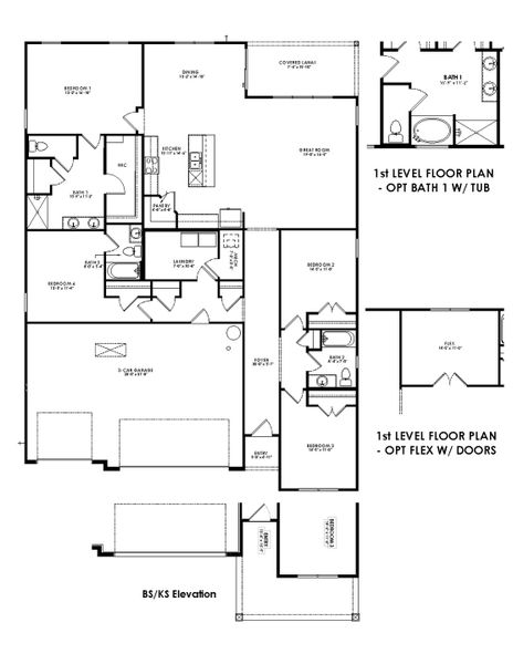 2D floor plan layout for the DENHAM by D.R. Horton in Oaks Preserve, Gainesville, FL (Image 3).