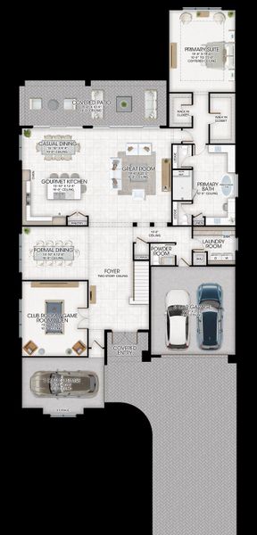 2D floor plan layout for the Olympus by GL Homes in Apex at Avenir, Palm Beach Gardens, FL (Image 3).