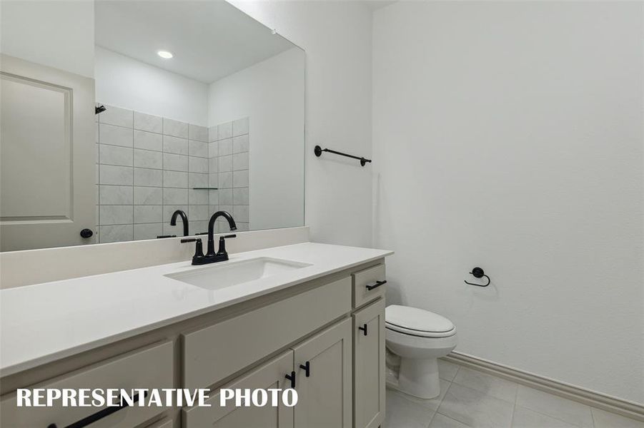 Guests will feel right at home in this beautifully finished guest bath.  REPRESENTATIVE PHOTO