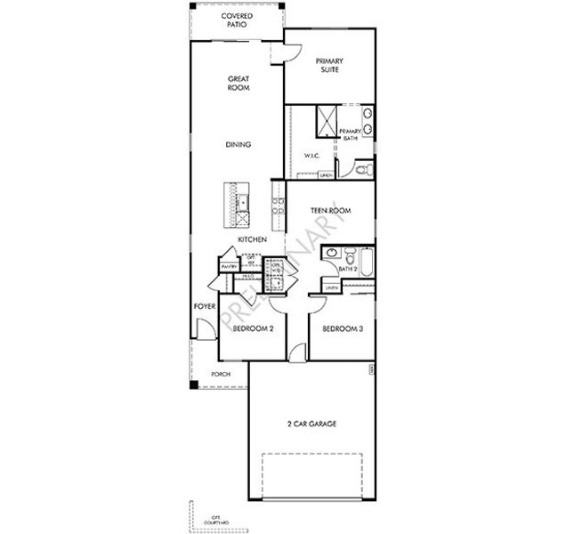 2D floor plan layout of this home in Summerstone II, Marana, AZ (Image 2).