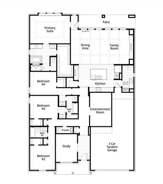 2D floor plan layout for the Birchwood by Highland Homes in The George, Richmond, TX (Image 5).