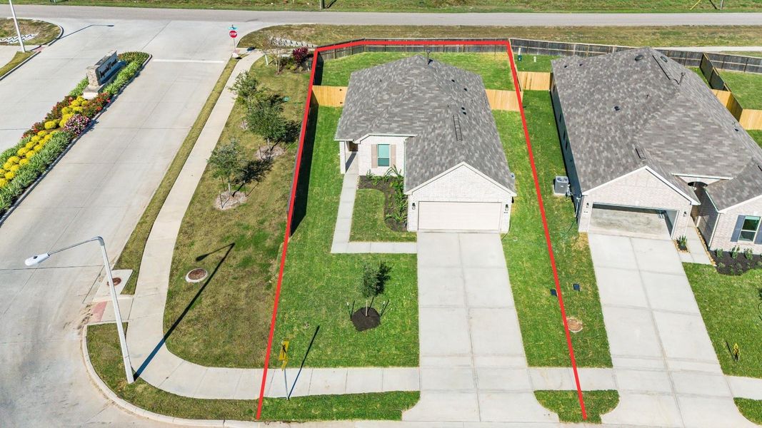 Amazing aerial shot of this gorgeous KB home situated on a large CUL-DE-SAC lot with NO BACK NEIGHBORS, lush landscaping, and well manicured lawn