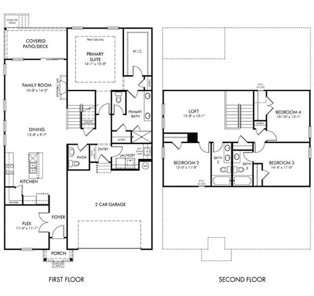 2D floor plan layout for the Manchester by Meritage Homes in Waltons Grove, Mount Juliet, TN (Image 3).