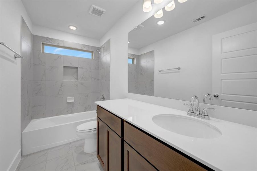 Furnished interior view inside a new home in Lily Creek at Sutton Fields, Aubrey (Image 13). Furnished interior view inside a new home in Lily Creek at Sutton Fields, Aubrey (Image 13).