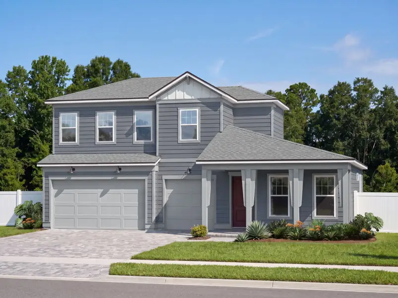 Representative exterior photo of a completed home built from the Mahogany Grand by Pulte Homes in Oakmere, Jacksonville, FL (Image 3). Representative exterior photo of a completed home built from the Mahogany Grand by Pulte Homes in Oakmere, Jacksonville, FL (Image 3).