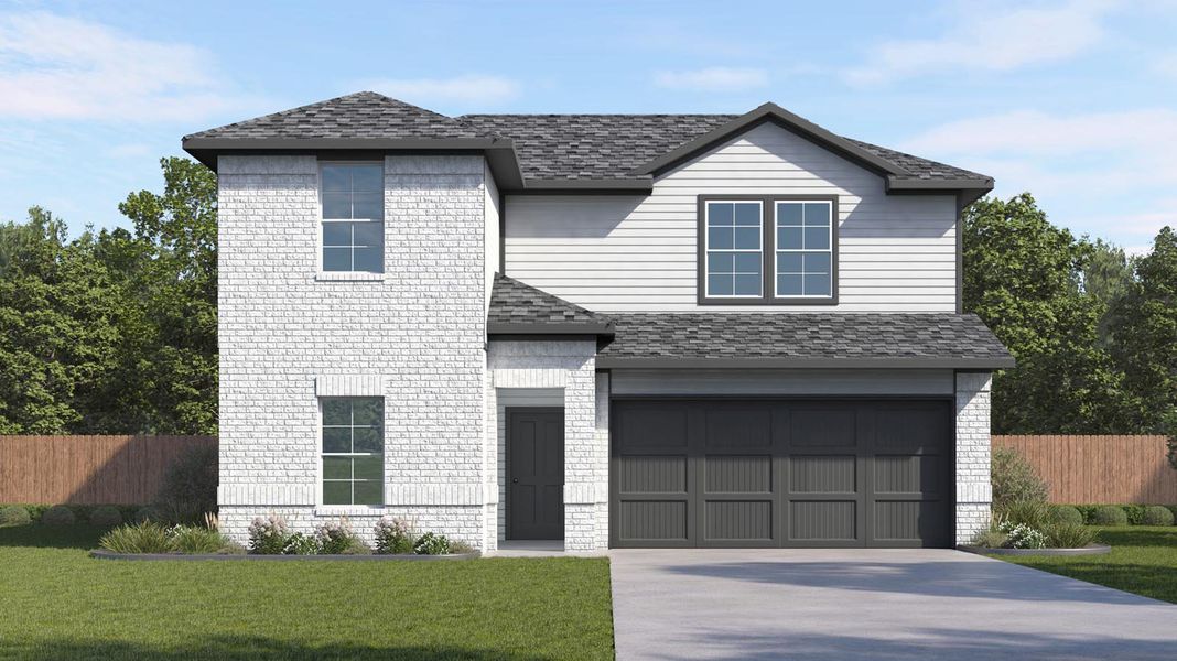 Representative exterior photo of a completed home built from the Mitchell by D.R. Horton in Caldwell Crossing, Iowa Colony, TX (Image 18). Representative exterior photo of a completed home built from the Mitchell by D.R. Horton in Caldwell Crossing, Iowa Colony, TX (Image 18).