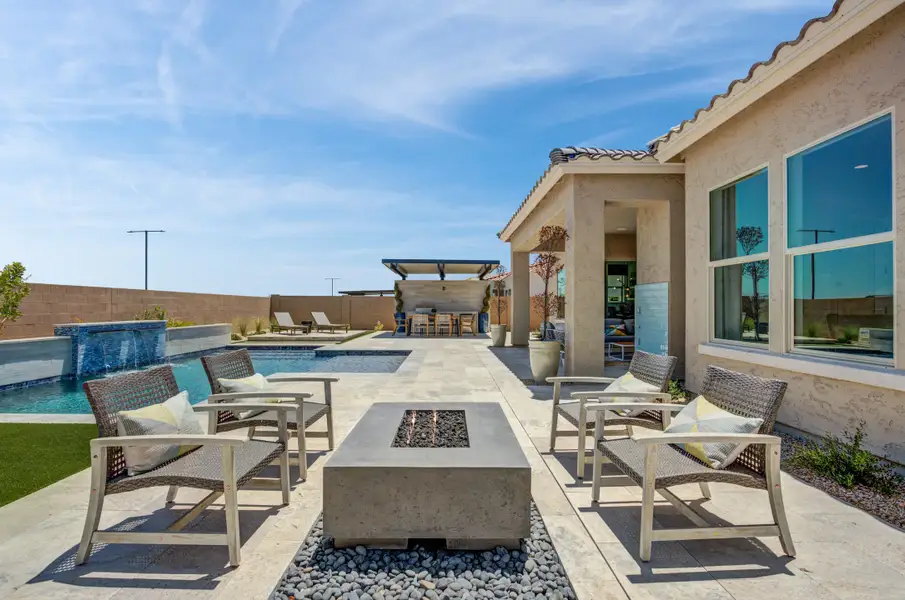 Exterior details and patio area of a home in Canyon Views – 80’ Paradise Series, Litchfield Park (Image 3). Exterior details and patio area of a home in Canyon Views – 80’ Paradise Series, Litchfield Park (Image 3).