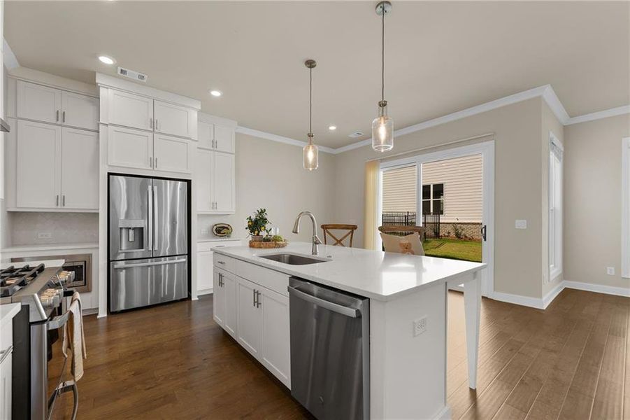 Furnished interior view inside a new home in Palisades Single Family, Cumming (Image 14). Furnished interior view inside a new home in Palisades Single Family, Cumming (Image 14).