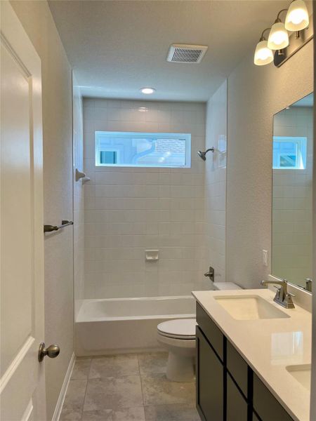 Secondary bath with double vanities Secondary bath with double vanities