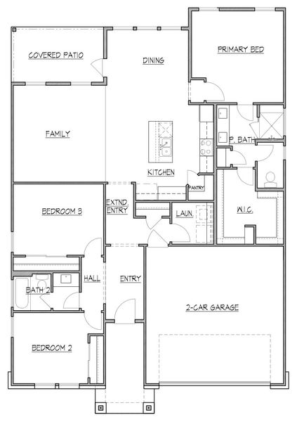 2D floor plan layout for the 1549 by Texas Homes in The Woodlands, Mico, TX (Image 3).