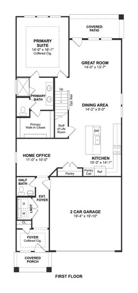 2D floor plan layout for the Spanish Cedar by K. Hovnanian® Homes in Bergamo, Katy, TX (Image 3). 2D floor plan layout for the Spanish Cedar by K. Hovnanian® Homes in Bergamo, Katy, TX (Image 3).