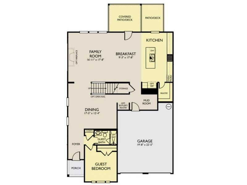 2D floor plan layout of this home in Arbors at Richland Creek, Buford, GA (Image 4).