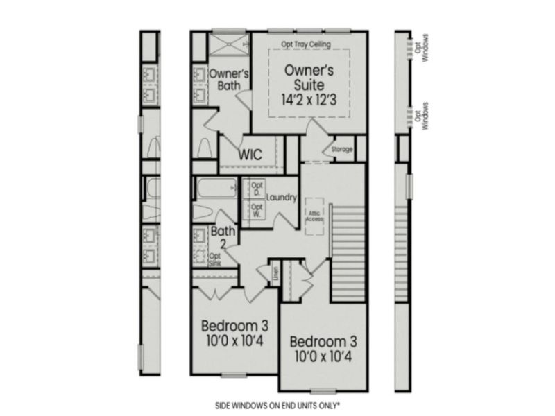 2D floor plan layout for the The Avery Exterior by Davidson Homes LLC in Forestville Yard Townhomes, Knightdale, NC (Image 3). 2D floor plan layout for the The Avery Exterior by Davidson Homes LLC in Forestville Yard Townhomes, Knightdale, NC (Image 3).