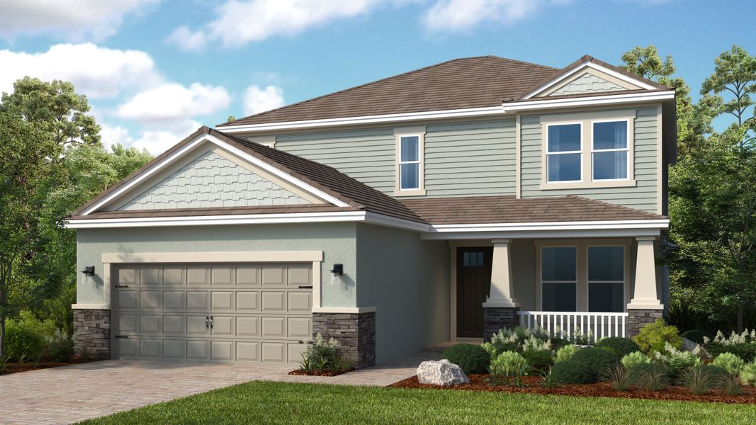 Representative exterior photo of a completed home built from the Bahama by Taylor Morrison in Hammock at Two Rivers, Zephyrhills, FL (Image 14).