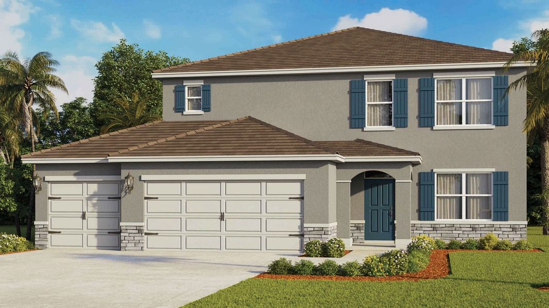 Representative exterior photo of a completed home built from the Elle by D.R. Horton in Bradbury Estates, Sanford, FL (Image 19).