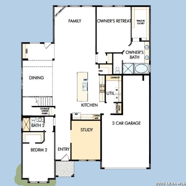 2D floor plan layout of this home in Davis Ranch 60', San Antonio, TX (Image 3).